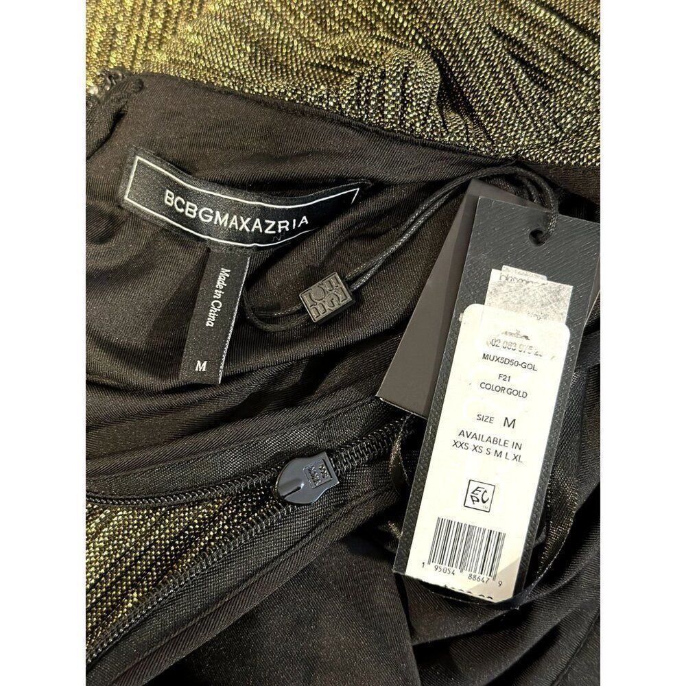 BCBGMaxAzria NWT Metallic Cut Out Dress in Gold Size M - Picture 7 of 7